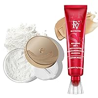 Waterproof Foundation with Translucent Setting Powder, Long Lasting & Matte Finish, Lightweight Foundation Makeup Set for Oily/Normal Skin, Pore Minimizer & Oil-Control, Beige & Shimmer Sheer