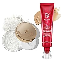 FV Waterproof Foundation with Translucent Setting Powder, Long Lasting & Matte Finish, Lightweight Foundation Makeup Set for Oily/Normal Skin, Pore Minimizer & Oil-Control, Beige & Shimmer Sheer