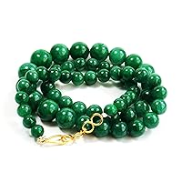 JEWELZ 14 inch Long Round Shape Smooth Cut Natural Emerald 6-12 mm Beads Necklace with 925 Sterling Silver Clasp for Women, Girls Unisex