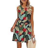 Women's Hawaiian Dresses Summer Dresses Beach Solid Tshirt Casual Boho Dress, S-2XL