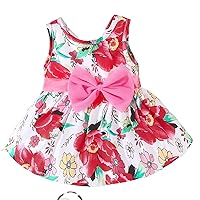 Infant Toddler Girls Dress Bow Flower Print Sleeveless Princess Dress Summer Clothes Baby Girls Birthday Dress