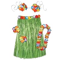 Child Hula Outfit Set Includes: Skirt, (Bikini Top, Wristlets/Anklets, Lei) Party Accessory (1 count) (1/Pkg)