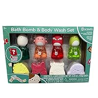 Bath Bomb & Body Wash Set, 8-Piece Set with 4 Scented Body Wash & 4 Bath Bombs, 4 Surprise Charms in Each Bath Bomb! Make Bath Time Fun! Ages 3+