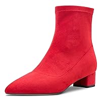 Castamere Women Chunky Block Low Heel Close Pointed Toe Ankle Boots Short Bootie Slip-on Zipper 1.4 Inches Heels Classic Cute Shoes