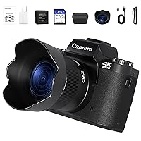 12 Megapixel Camera, 1080P Digital Camera for Photography & Video, WiFi Touch Screen Vlogging Camera with Flash, 32GB SD Card, Digital Camera with Dual Camera, 3000mAH Battery, Camera, Black