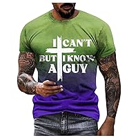 i Can't but i Know a Guy t Shirts for Men Short Sleeve Christian Tshirts Funny Printed Men's Novelty t-Shirts Tops