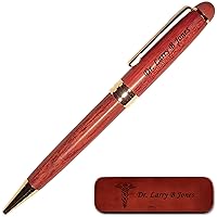 Engraved Wooden Gift Pen for Medical Professionals | Medical-Themed Wood Ballpoint Pen and Case. Ideal Doctor or Nurse Gift Includes Caduceus and Name