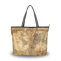 My Daily Women Tote Shoulder Bag Vintage World Map Handbag Medium
