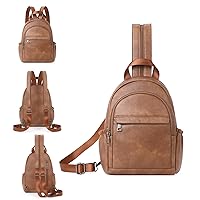 CLUCI Sling Bags for Women,Small Backpack for Women, Leather Sling Backpack Convertible Crossbody Bags for Women Travel