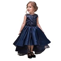 Navy Blue Lace Satin Flower Girl Dress Girls Party Dresses Toddler Dress Pageant Dress