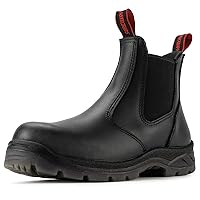 SUREWAY Men's Slip-On Work Boots for Men,Upgraded Slip/Water Resistant,Static Dissipative,Fire Station Mechanic Romeo Chelsea Work Boots for Men,Industrial Construction Boots/Shoes