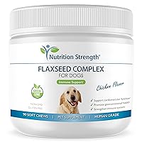 Flaxseed for Dogs Complex to Support Cardiovascular & Gastrointestinal Functions & Boost Immune System, with Organic Flaxseed + Algae, Salmon Oil & Biotin, 90 Soft Chews