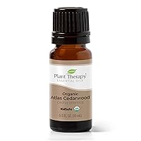 Plant Therapy Organic Atlas Cedarwood Essential Oil 100% Pure, USDA Certified Organic, Undiluted, Natural Aromatherapy for Diffusion, Skin, and Hair, Therapeutic Grade 10 mL (1/3 oz)