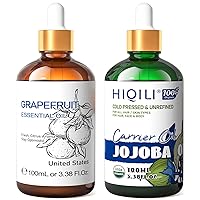 HIQILI Grapefruit Essential Oil and Jojoba Oil, 100% Pure Natural for Diffuser - 3.38 Fl Oz
