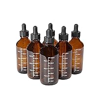 Amber Glass Dropper Bottles 4 oz Vials - 6pk Dark Tincture Bottles with Droppers for Serum Oil Tincture