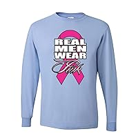 Real Men Wear Pink Breast Cancer Awareness Graphic Mens Long Sleeves