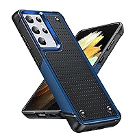 LeYi for Galaxy S21 Ultra Case, Phone Case Samsung S21 Ultra, Dual Layer Protective Hard PC Back & Soft Bumper Resilient Shock Absorb Case for Samsung Galaxy S21 Ultra, Blue