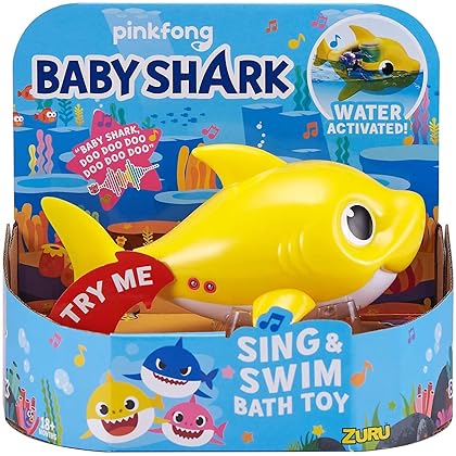 Robo Alive Junior Baby Shark Battery-Powered Sing and Swim Bath Toy by ZURU - (Yellow)