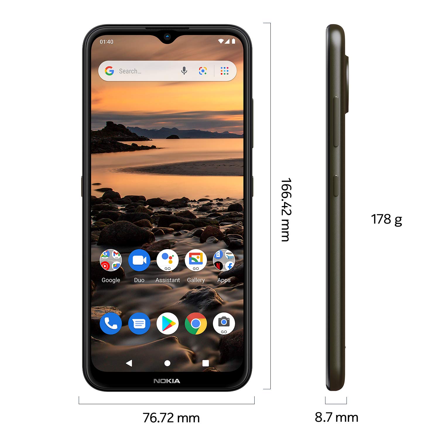 Nokia 1.4 | Android 10 (Go Edition) | Unlocked Smartphone | 2-Day Battery | Dual SIM | US Version| 2/32GB | 6.51-Inch Screen | Charcoal