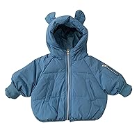 Newborn Baby Baby Boys Girls Winter Warm Zipper Solid Padded Coats Outerwear Hooded Bear Ears Jacket Coats for