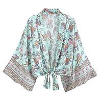 Vintage Chic Paisley Kimono Beach Cover Ups Swimwear Cardigan Kimono Femme Robe Rayon Bohemian Short Kimono