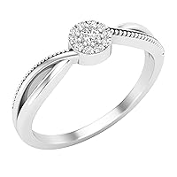 Dazzlingrock Collection 0.10 Carat (ctw) Round White Diamond Ladies Cluster Flower Promise Ring 1/10 CT, Available In 10K/14K/18K Gold & 925 Sterling Silver