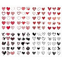 120 Patterns Valentines Heart Tattoos, 8 Sheets Red Black Love Hearts Valentine's Day Temporary Tattoos Decal Stickers for Kids Girls Boys Women Face Body Accessories