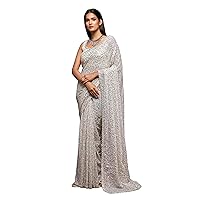 Indian Designer Georgette Sequin Sari Blouse Women/Girls Cocktail Saree 4643