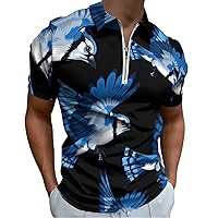 Animal Bird Blue Jay Men’s Polo Shirt Slim Fit Golf Shirts Casual Short Sleeve Work T Shirts