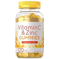 Vitamin C and Zinc Gummies | 120 Count | Vegan, Non-GMO, and Gluten Free Supplement | Lemon Flavor | by Carlyle