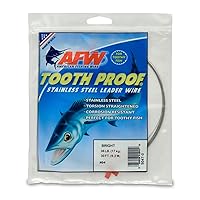 AFW Tooth Proof Stainless Steel Single Strand Hard Leader Wire - Bright and Camo for Shark, Barracuda, King Mackerel, Wahoo, Snook Bite Protection for Toothy Critters, Rigging Baits and Lures