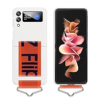 Cell Phone Case Compatible with Samsung Galaxy Z Flip 3 Wristband Stand Case, Ultra Thin Case Z Flip 3 with Hand Strap, Nylon Hinge PC Hard Shell Shockproof Protective Cover Galaxy Z Flip 3 5G Durable