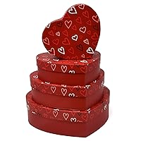 Gift Boutique Valentine's Day Heart Shaped Gift Boxes 4 Pack Red Valentine Hearts Treat Box with Lids Valentines Nesting Cardboard Box for Gift Giving Holiday Decorative Present Wrapping & Packaging