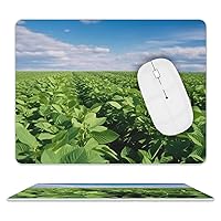 Mousepad Leather Mousemat with Rubber Base Desk Protector Pad for Laptop Soybean Field Mousemats Computer Desk Mat Non-Slip Desk Pad for Work Office Home 10 X 8 Inches