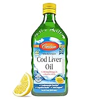 Cod Liver Oil, 1100 mg Omega-3s, Liquid Fish Oil Supplement, Wild-Caught Norwegian Arctic , Sustainably Sourced Nordic Fish Oil Liquid, Lemon, 500 ml