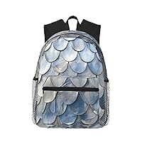 Silver Fish Scale Unisex Backpack Double Shoulder Daypack,Lightweight Bag Casual Bag Travel Rucksack