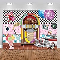 7 x 5 FT Back to 50's Sock Hop Photography Backdrops 1950s Rock Roll Prom Dance Birthday Soda Shop Disco Retro Cars Party Photo Background Decorations