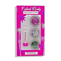 MCoBeauty Festival Ready Hair And Body Glitter Set - Effortless Glitter Enhances Beauty Look - Three Glitter Pots And A Gentle Adhesive Gloss - Creates The Perfect Base For Glitter Application - 4 Pc