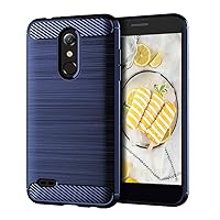 for LG K30 2018 Slim Case,LG Phoenix Plus Case,Thin Silicone Soft Skin Flexible TPU Carbon Fiber Anti-Scratch Shockproof Protective Cover for LG Premier Pro,Brushed Blue