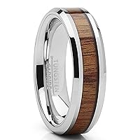 Metal Masters Co. Tungsten Carbide Wedding Band Ring, Real Koa Wood Inlay Men's Women's 6mm