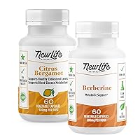 NewLife Naturals Bundle - Citrus Bergamot 500mg & Berberine HCL 500mg Capsules - Supplements for Aging Support - Cardiovascular & Metabolic Support - 60 Veg Caps