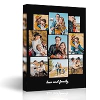 9 Images Collage Personalized Canvas Wall Art, Custom Multi Canvas with Your Photos,Print Your Picture on Canvas, Gifts for Family, Wedding, Friends,Home Decoration (Black background)