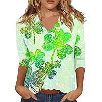3/4 Sleeve Shirts for Women Cute Print Graphic Tees Blouses Casual Plus Size Basic Women's Athletic Shirts