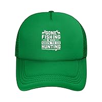 Gone Fishing Be Back to Go Hunting Funny Trucker Hat Adjustable Mesh Baseball Cap Adult Men Women