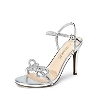 DREAM PAIRS Women's Heels Round Toe Rhinestone Double Bowknots Sparkly Stilettos Heeled Sandals Shoes for Party Evening