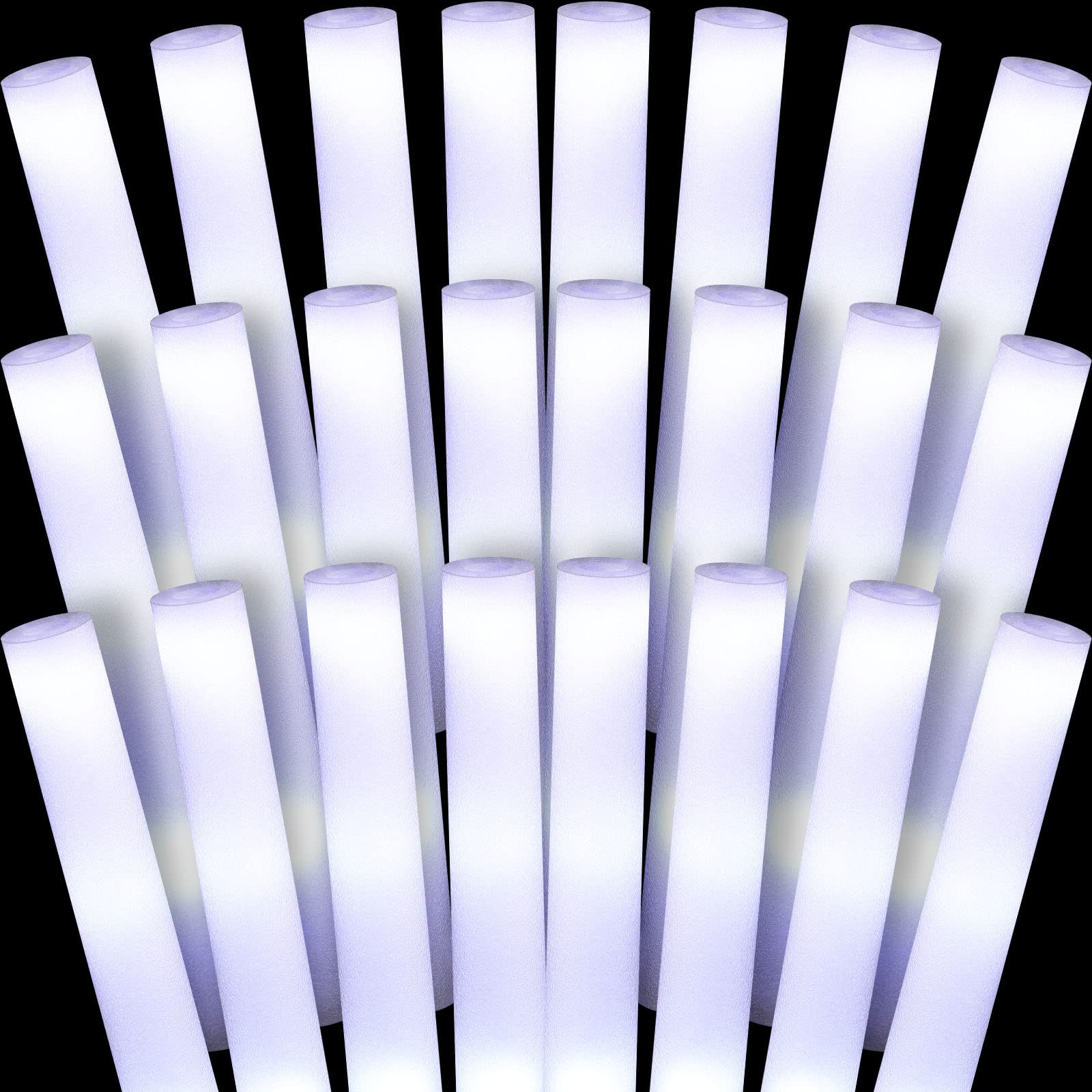 Liliful 100 Pcs Glow LED Cheer Foam Sticks Light up Glow Sticks Wedding Wand for Birthday Wedding Bridal Shower Raves Carnival Concert Glow in the Dark Party Favors Supplies (White)