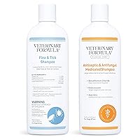 Veterinary Formula Flea and Tick Shampoo for Dogs and Cats & Clinical Care Antiseptic and Antifungal Medicated Shampoo for Dogs & Cats