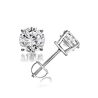 2.00 Carat Prong Set 14kt White Gold Round-Cut Solitaire Diamond Stud Earrings (J-K, I2-I3) by La4ve Diamonds | Real Diamond Stud Earrings For Women | Gift Box Included