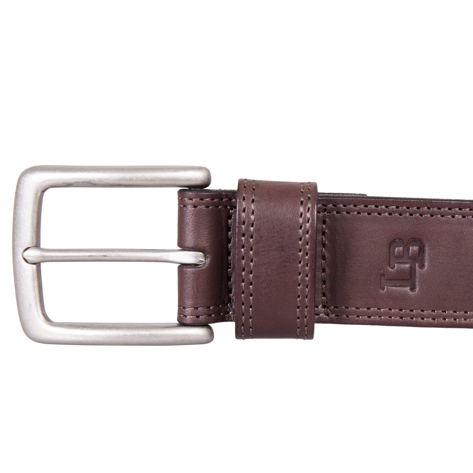 Lucky Brand Men's Double Needle Stitched Leather Belt with Nickel Finish Buckle