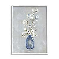 Stupell Industries Classic White Flower Arrangement Blue Vase Ikebana Painting, Design by Sally Swatland